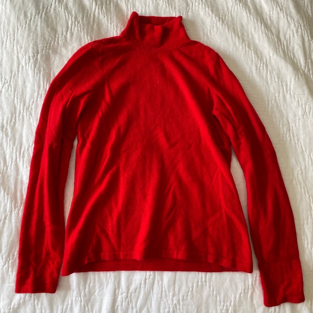Land’s End Women's 100% Cashmere Turtleneck Sweater Red Size S/P 6-8